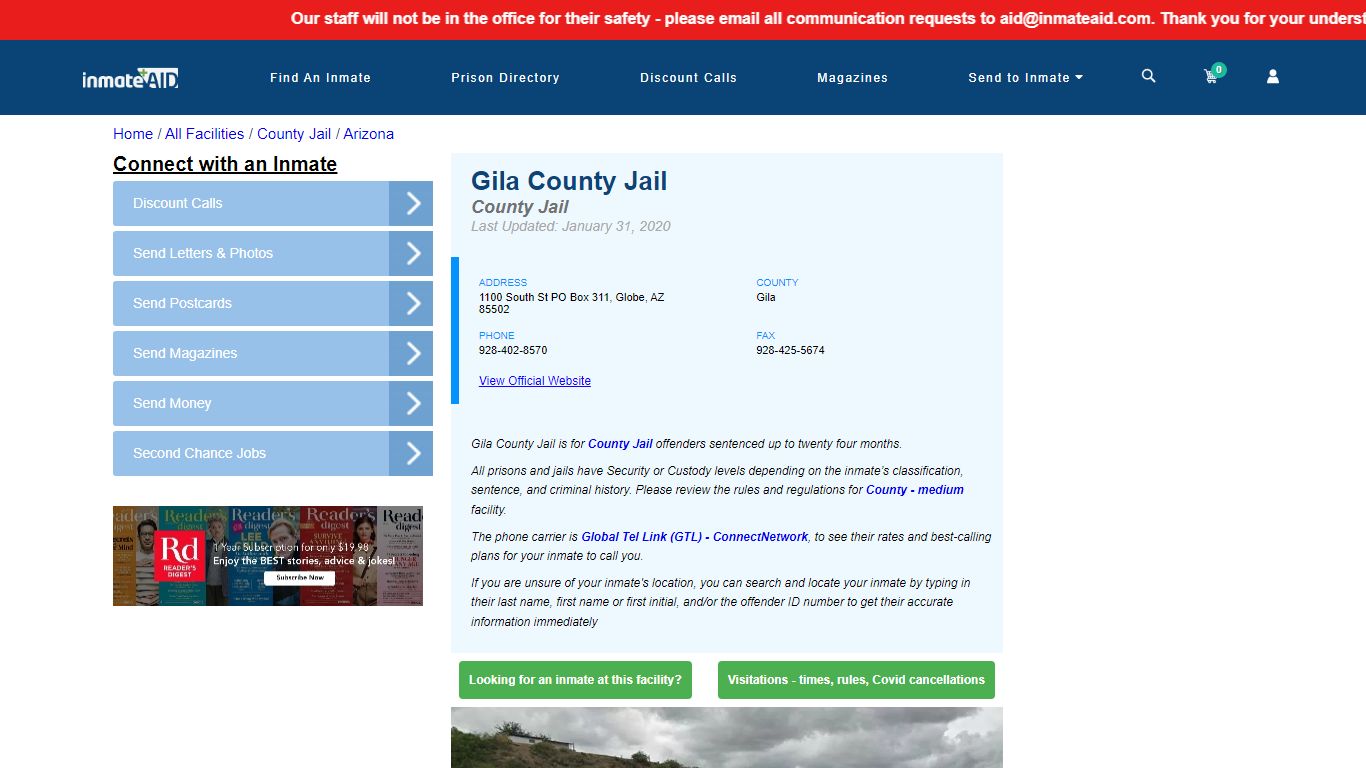 Gila County Jail - Inmate Locator - Globe, AZ