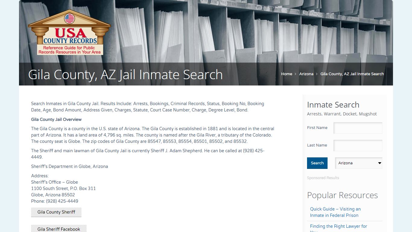 Gila County, AZ Jail Inmate Search | Name Search